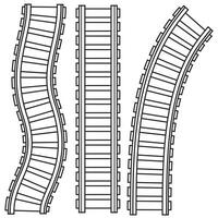 böjd järnväg, skenor. vektor isolerat illustration svart översikt färg