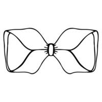 Vektor Bogen Schmetterling verdrehte im Gekritzel Stil linear schwarz isoliert