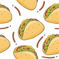 taco sömlöst mönster i platt designstil vektor