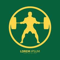 minimal und abstrakt Logo von Mann Symbol Junge Vektor Fitness männlich Silhouette isoliert und Hantel