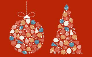 Silhouetten von ein dekorativ Weihnachten Baum. ein festlich Neu Jahre Ball. Winter elegant Zahl zum Verpackung, Poster. Vektor Grafik.