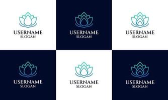 Satz von Lotus-Logo-Design-Vorlage Magnolia Flower Line Art Style vektor