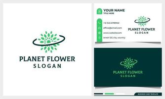 utrymme blomma koncept logotyp design med visitkort mall vektor