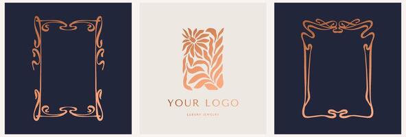 elegant Vektor Logo Vorlage von ein Blume. abstrakt Symbol im ein linear Stil zum Kosmetika und Verpackung, Schmuck, Kunsthandwerk oder Schönheit Produkte.