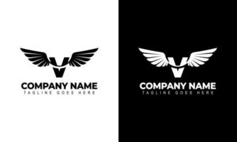 bokstaven v med vingar logotyp etikett emblem tecken stämpel. vektor illustrationer