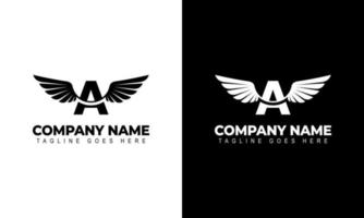Buchstabe a mit Flügel-Logo-Label-Emblem-Zeichen-Stempel. Vektorgrafiken vektor