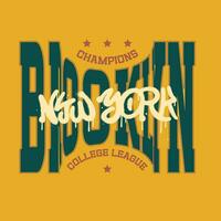 retro Hochschule Schriftart Typografie Brooklyn Slogan drucken mit Graffiti Text Neu York zum Tee - - t Hemd und Sweatshirt - - Kapuzenpullover. Jahrgang Vektor gemischt Medien Illustration.