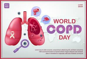 Welt copd Tag Lunge Bedingung Das Ursachen Schwierigkeit Atmung. 3d Vektor Illustration, geeignet zum Gesundheit, Bildung und Veranstaltungen