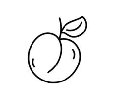 Hand gezeichnet Linie Pfirsich, Aprikose Obst Gliederung Symbol Vektor Gekritzel Illustration, geeignet zum Färbung Buch, Logo, Illustration, Aufkleber, Startseite