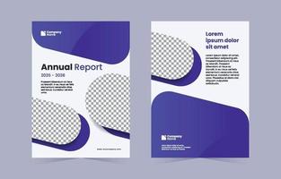 Abdeckung des modernen Jahresberichts mit blauem lila Farbverlauf vektor