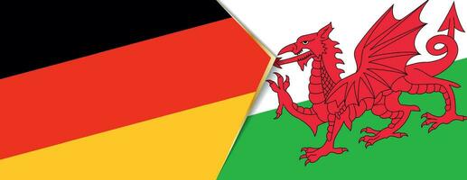 Deutschland und Wales Flaggen, zwei Vektor Flaggen