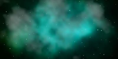 dunkelgrüner Vektorhintergrund mit kleinen und großen Sternen. vektor