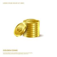 gyllene mynt objekt, pengar bakgrund design vektor