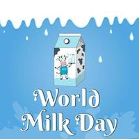 ord mjölk dag banner med droppande mjölk. vektor