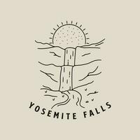 yosemite falls nationell parkera linje konst logotyp vektor illustration mall design.