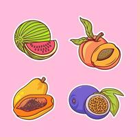 Früchte Aufkleber Hand gezeichnet Färbung Vektor Symbol Illustration. Essen Natur Symbol Konzept isoliert Prämie Vektor