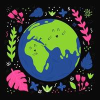 Erde handgezeichnet. Freundschaftstag. Eurasien und Afrika auf dem Globus vektor