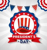 Happy Presidents Day mit Hut und Girlanden hängen vektor