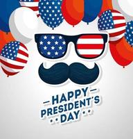 Happy Presidents Day mit Schnurrbart und Brille vektor