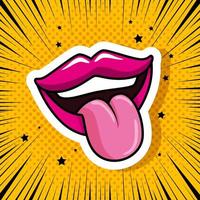 Mund mit herausgestreckter Zunge im Pop-Art-Stil