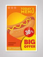Poster großes Angebot an Fast Food mit dreißig Prozent Rabatt vektor