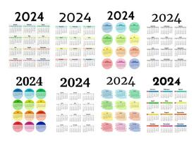 kalender för 2024 isolerat på en vit bakgrund vektor