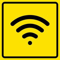 Wi-Fi tecken, klistermärke med gul bakgrund, för skriva ut, komplott, skära vektor