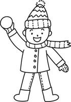 Lycklig barn spela snöboll, unge, barn säsong, utomhus- spela vektor illustration