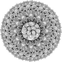 Gekritzel Mandala mit Kontur Motive, kompliziert Elemente und Muster, meditativ Färbung Seite vektor
