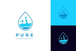 Wasser fallen Logo Symbol Design. rein Mineral Logo Symbol Vektor Illustration