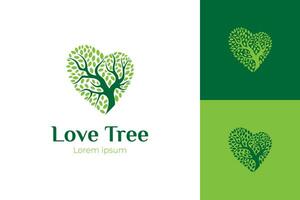 kärlek träd logotyp ikon design. naturlig tillväxt träd av liv logotyp design illustration vektor