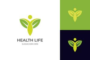 människor friska liv logotyp ikon design med hälsa livsstil element symbol vektor