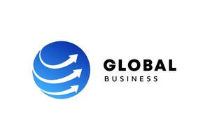 Geschäft Logo Vorlage. Globus und Pfeil Logo ist geeignet zum global Unternehmen, Welt Technologien, Medien und Werbung Agenturen vektor