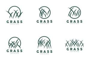 Grün Gras Logo Design, Bauernhof Landschaft Illustration, Natur Design vektor