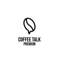 Premium-Kaffeebohne sprechen einfaches schwarzes Logo-Design isolierter Hintergrund vektor