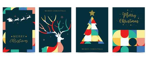 Weihnachten geometrisch Hintergrund mit Ball, Baum, Rentier.bearbeitbar Vektor Illustration zum Postkarte, A4 Größe