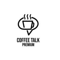 Premium-Kaffee-Gespräch einfaches schwarzes Logo-Design isolierter Hintergrund vektor