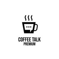 Premium-Kaffee-Gespräch einfaches schwarzes Logo-Design isolierter Hintergrund vektor