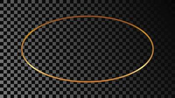 Gold glühend Oval gestalten Rahmen isoliert auf dunkel Hintergrund. glänzend Rahmen mit glühend Auswirkungen. Vektor Illustration.