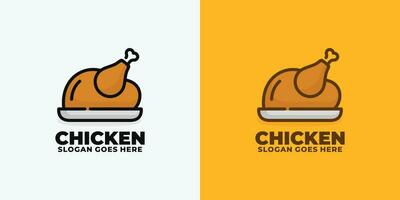 kyckling steka logotyp design vektor