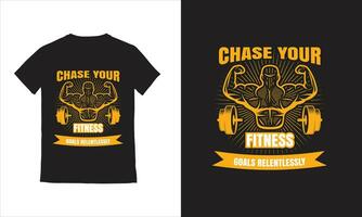 Vektor Fitness T-Shirt Design Fitnessstudio T-Shirt mit groß Muskeln