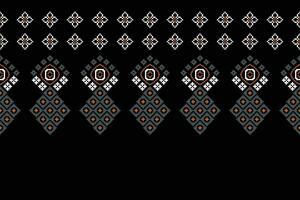 ethnisch geometrisch Stoff Muster Kreuz Stich.ikat Stickerei ethnisch orientalisch Pixel Muster schwarz Hintergrund. abstrakt, vektor, illustration. Textur, Kleidung, Rahmen, Dekoration, Motive, Seide Hintergrund. vektor