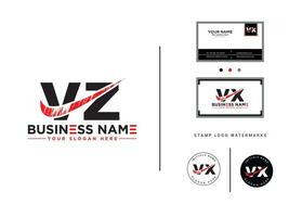 monogram vz företag logotyp, handstil vz borsta logotyp design för affär vektor
