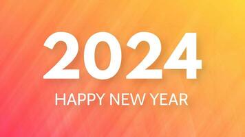 2024 glücklich Neu Jahr Hintergrund. modern Gruß Banner Vorlage mit Weiß 2024 Neu Jahr Zahlen auf Orange abstrakt Hintergrund mit Linien. Vektor Illustration