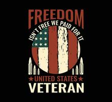 frihet veteran- t skjorta design vektor