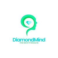 einfach Logo von Gehirn und Diamant vektor