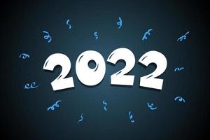 2022 tecknad handritad komisk text bokstäver nummer. gott nytt år vektor