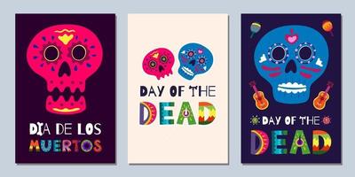 mexican day of the dead dia de los muertos banners vektor