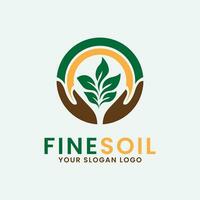 fein Boden Logo Symbol Design Inspiration mit Blatt, Sonne und Hand Vektor Illustration