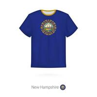 t-shirt design med flagga av ny hampshire oss stat. vektor